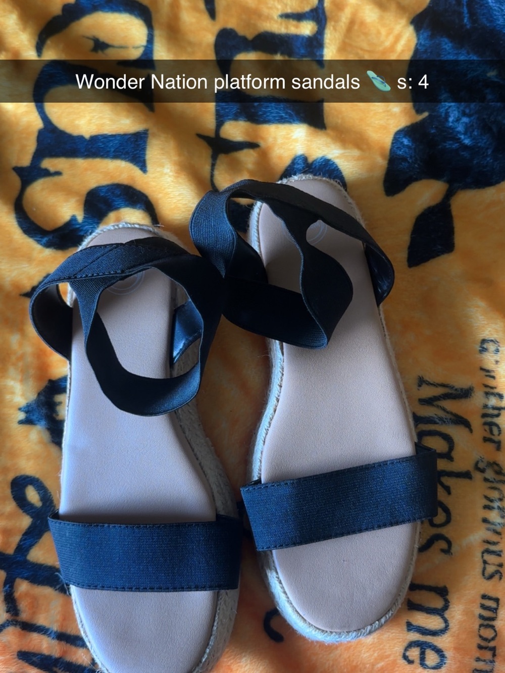 wonder nation Navy Ribbon Tie Platform Sandals
